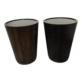 Crate & Barrel Reeded Barrel Side Tables - a Pair. Original Price: $750