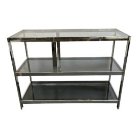 1970's Chrome + Glass Low Etagere