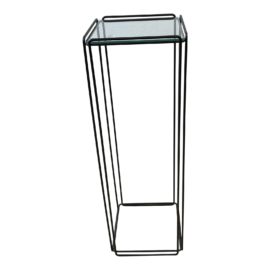 Crate & Barrel Black Finish Metal + Glass Top Pedestal