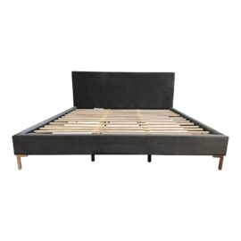 NEW Eastern King Saava Santorini Graphite Vintage Velvet Bed Frame. Original Price: $1,695