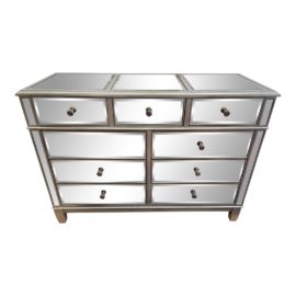 Hayworth Mirrored Silver Nine Drawer Dresser. Original Price: $1,000