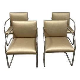 Mies Van Der Rohe Bruno Tubular Chairs - Set of Four. Original Price: $4,800