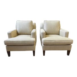 Ethan Allen Glen Club Chairs in Celadon - a Pair. Original Price: $3,000