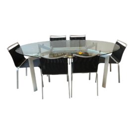 Design Within Reach Seccose Makio Hasuike Metra Dining Table + Six Bontempi Casa Net Chairs