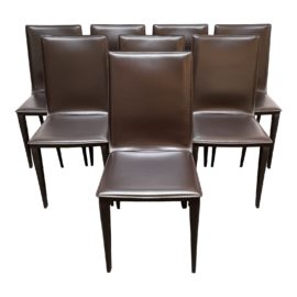 Design Within Reach Bottega Leather Side Chairs , Set of 8. Original Price: $9,560