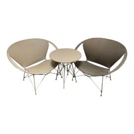 Janus Et Cie Suki O Outdoor Lounge Chairs + Side Table, a Trio. Original Price: $3,554