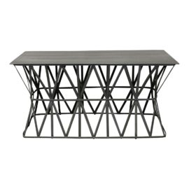 Kathy Kuo Industrial Criss Cross Metal Console. Original Price: $1,334