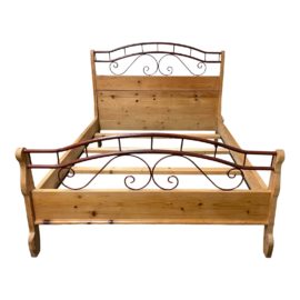 Queen Size Wood + Iron Bed Frame