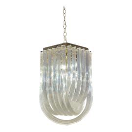 Lucite Ribbon Hexagon Chandelier in the Style of Triedri and Carlo Nason 1970s