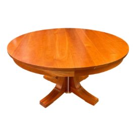 Craftsman House Round Maple Pedestal Extension Table. Original Price: $6,500