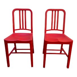 Emeco Navy Chairs in Recycled Coke Bottle Red, a Pair. Original Price: $900