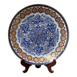 Imari Porcelain Crane Plate + Stand
