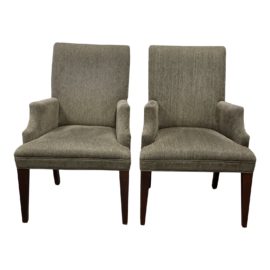 Crate & Barrel Contemporary Gray Captain's Chair - a Pair