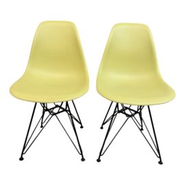 Herman Miller Charles & Ray Eames Lime Green Chairs , a Pair