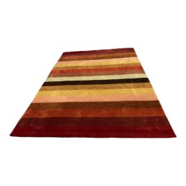 Crate & Barrel Striped Merlot Wool Rug - 9′ × 12′2″. Original Price: $1,000