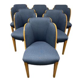 Art Deco Harry & Lou Epstein Cloud Dining Chairs + Burl - Set of Six. Original Price: $12,900
