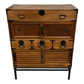 Early 20th Century Choba Tansu + Metal Stand
