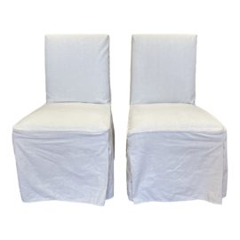 Crate & Barrel Off White Slipcover Dining Chairs a Pair. Original Price :$800