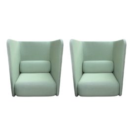 Pair of Bernhardt Furniture Code Privacy Wall Lounge Chairs. Original Price: $11,134