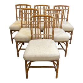 Set of 6 Vintage McGuire Dining Chairs