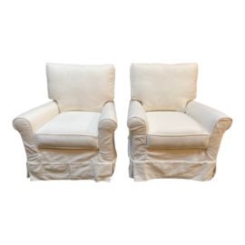 Crate & Barrel Lee Industries Harborside Slipcover Arm Chairs, a Pair. Original Price: $1,998