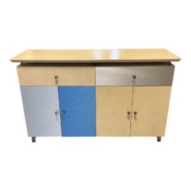 Ligne Roset Blue Maple + Aluminum Sideboard Cabinet