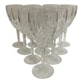 Waterford Araglin Cut Crystal Wine Goblets, Set of Ten