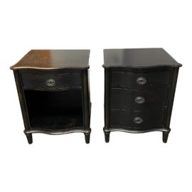 Restoration Hardware Empire Rosette Three Drawer Nightstand + Open Cubby Nightstand Set