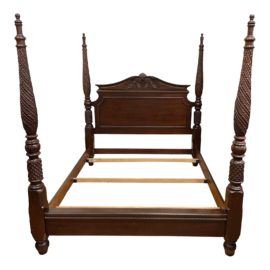 California King Size Bernhardt Espresso Four Poster Bed Frame