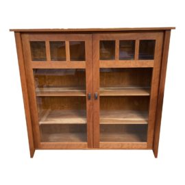 Vermont Custom Handcrafted Cherry Bookcase + Display Cabinet. Original Price: $3,000