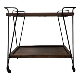 Crate & Barrel Mid Century Modern Metal + Wood Bar Cart. Original Price: $800