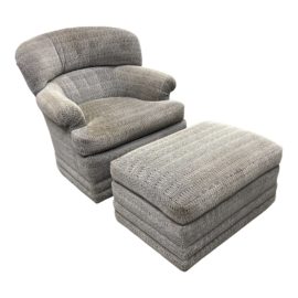 Postmodern Upholstered Lounge Chair + Ottoman