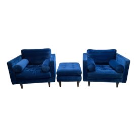 Joybird Briar Armchairs + Ottoman, Three Piece Set