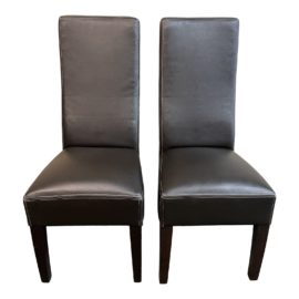 Harvest Interiors Pair of Leather Side Chairs