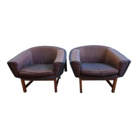 Adrian Pearsall Style Teak Tub Chairs - a Pair