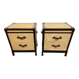 Pottery Barn Caned Nightstands, a Pair