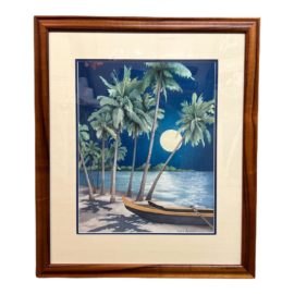 Alexis America Moonlit Framed Watercolor Painting