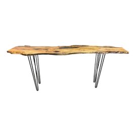 Bob Baker Spalted Maple Live Edge Console Table With Hairpin Legs