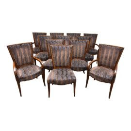 Custom C. Mariani Cut Velvet Dining Chair - Set of Twelve. Original Price: $16,200