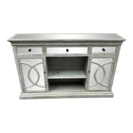 Contemporary Mirrored + Silver Sideboard. Original Price: $2,000