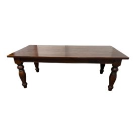 Arhaus Dark Finish Turned Leg Wood Table