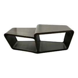 Custom Design Modern Gray Asymmetrical Wooden Fusion Cocktail Table. Original Price: $11,000
