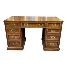 Vintage Campaign Style Oak Desk