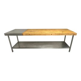 Vintage Industrial Grade Stainless Steel Butcher Block Kitchen Island