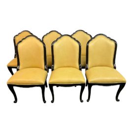 Oly Studio Belle Collection Leather Dining Chairs, Set of Six. Original Price: $9,900