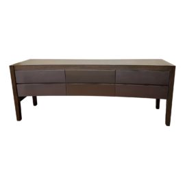 Holly Hunt Wood + Steel Gray Metal Six Drawer Cresent Concave Console. Original Price: $9,851