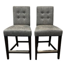 Mitchell Gold + Bob Williams Wood + Fabric Parsons Style Counter Stools, a Pair