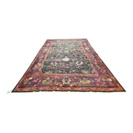 Knotty Rug Charcoal Purple Wool Floral Pattern Rug - 9′1″ × 12′11″. Original Price: $7,500