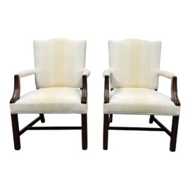 Stow & Davis George III Style Library Armchairs, a Pair