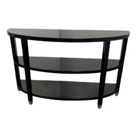 Contemporary Black Wood 3 Tier Demilune Console. Original Price: $710